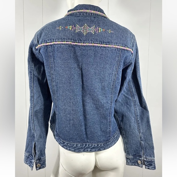 Pendleton womens Embellished Beaded Denim blue Jean Jacket Size M Medium Petite - Picture 5 of 8
